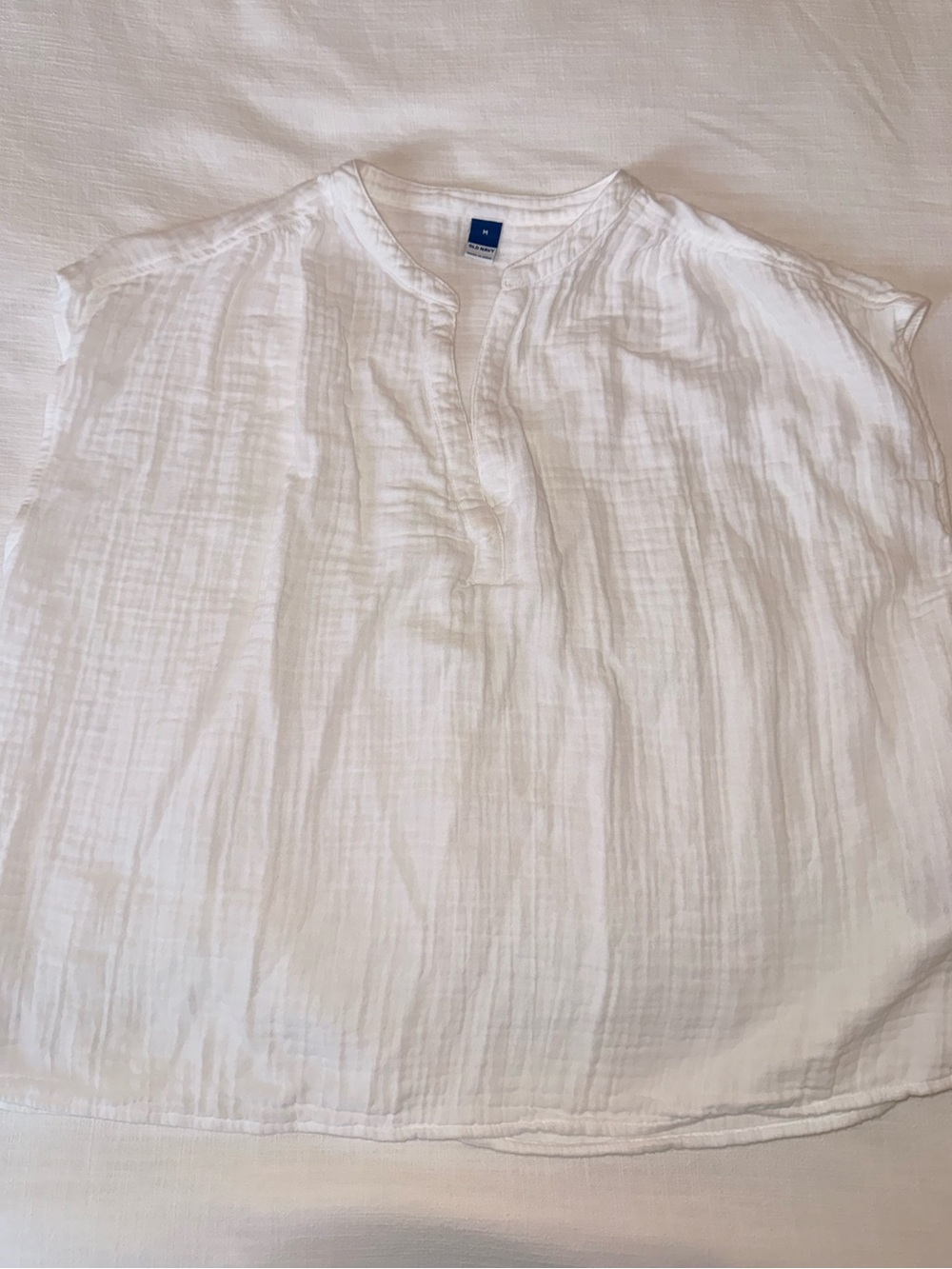 White Lightweight Cotton Henley Shirt